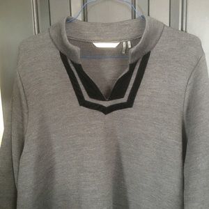 2x Soft Surroundings grey & black velvet trim top